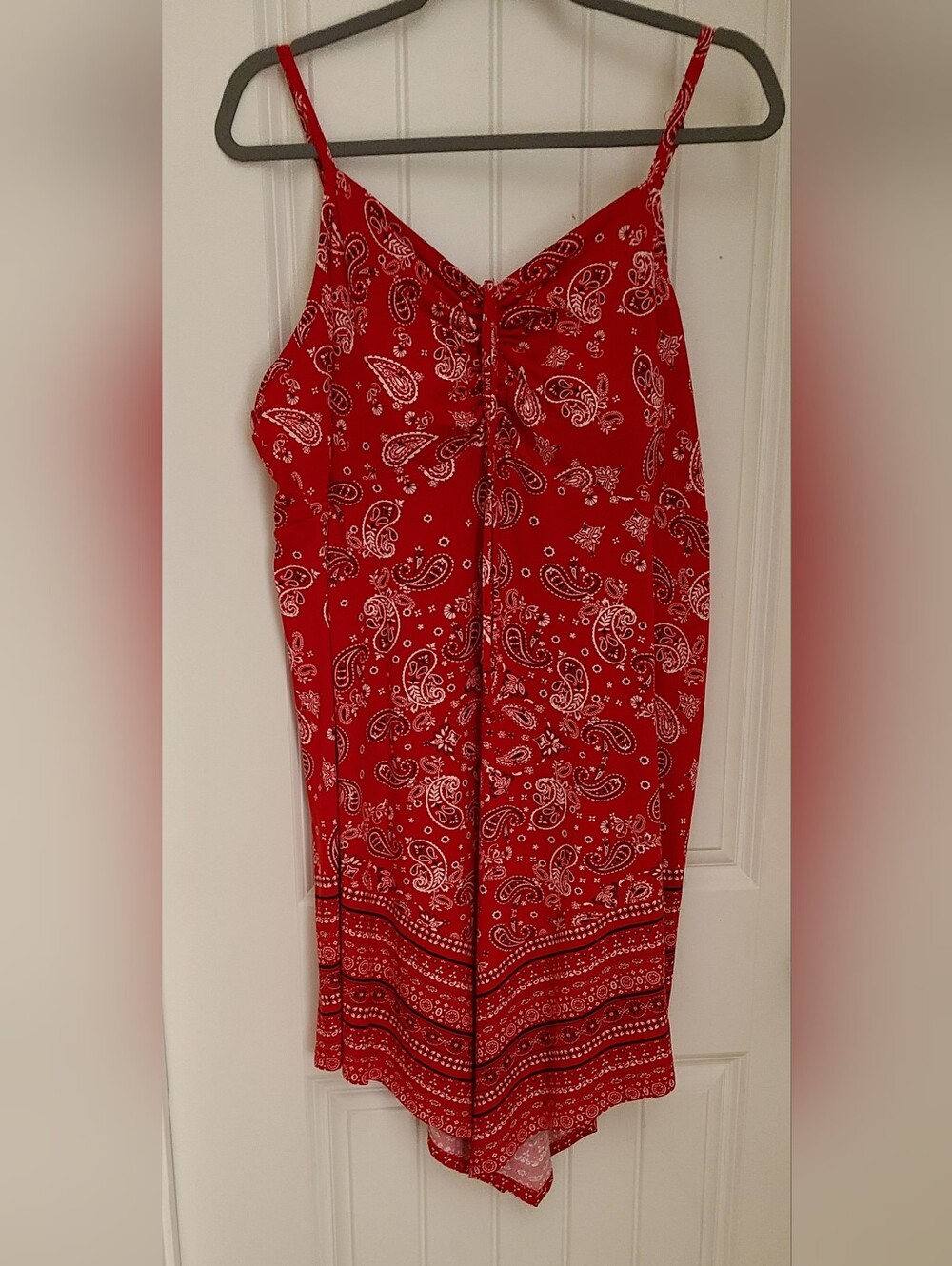 Red/White Paisley Bandana Print Dress